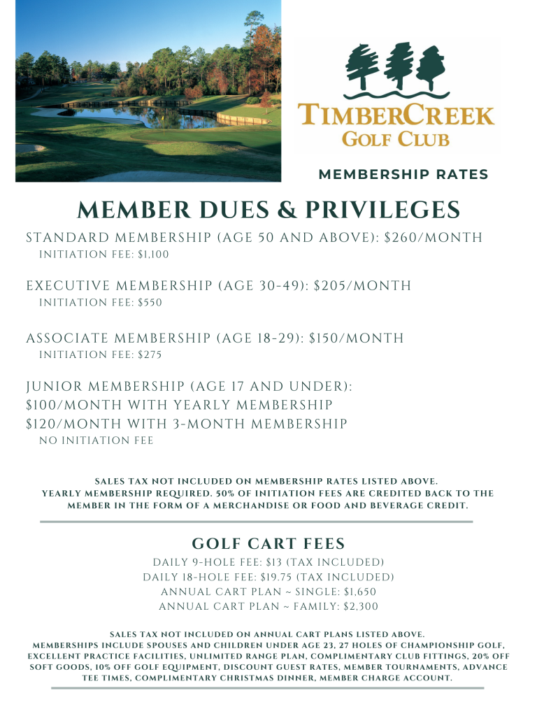 Memberships - TimberCreek Golf Club